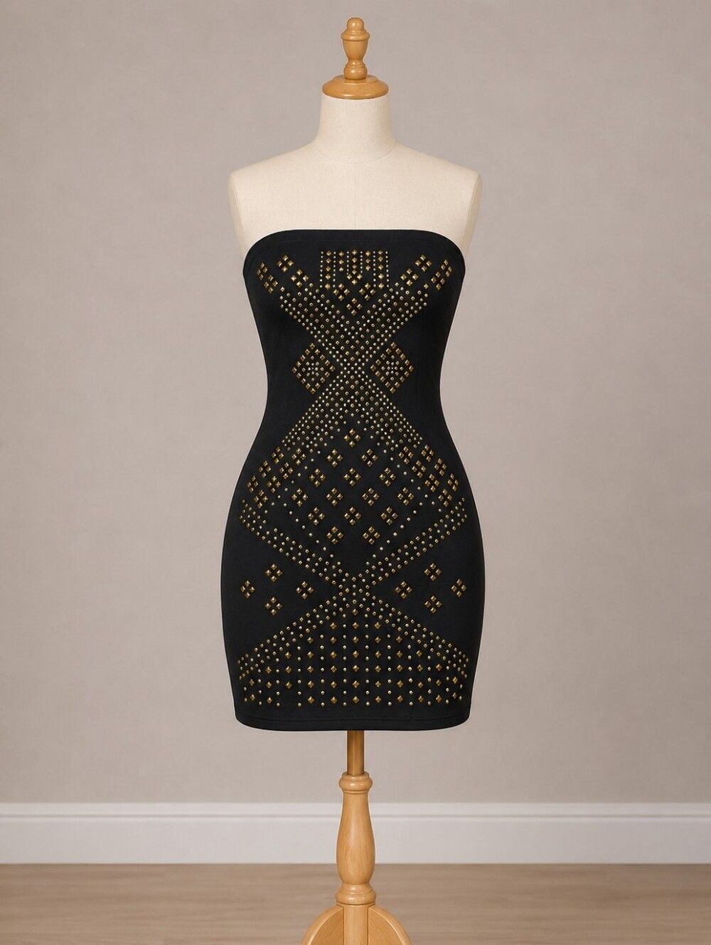 Deb Black and Gold Strapless Sequin Bodycon Dress